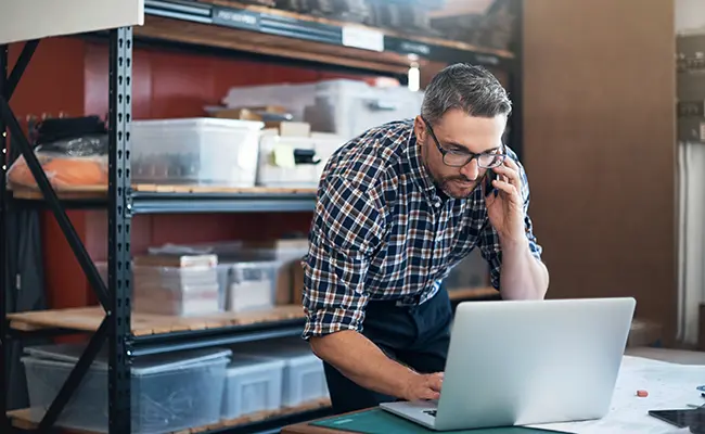 business owner on laptop